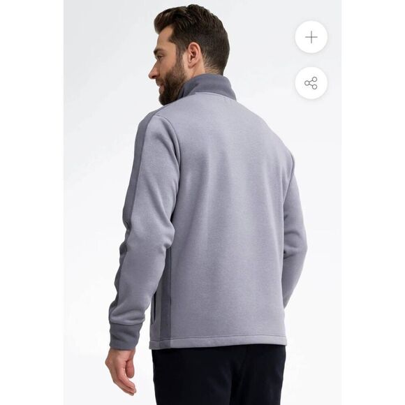 Swet Tailor Stretch Microfleece Quarter Zip Slalom Stripe Pullover Grey Monument - Picture 3 of 11